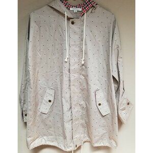 BD Collection Womens Medium Polka Dot Roll-Tab Sleeve Hooded Jacket Lightweight